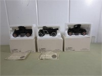 3 Die Cast National Motor Mint Ford Model T's