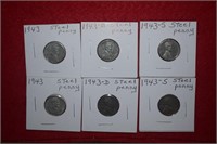 Two Sets of 1943 Steel Pennies  P-D-S Mints