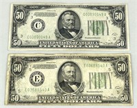 Pair of 1934 FRN $50 Bills.