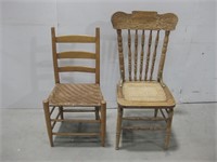 Two Vtg Wood Chairs See Info