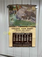 1959 COLLEGE VIEW DAIRY WALL CALENDAR