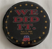 2000 Bush and Cheney President Campaign pin
