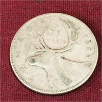 Silver 1953 Canada 25 Cent Coin