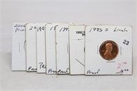 Set of 7 Lincoln Cents Proof (S) Dates