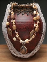 Multi-Strand Necklaces- Jasper, Quartz, Sterling