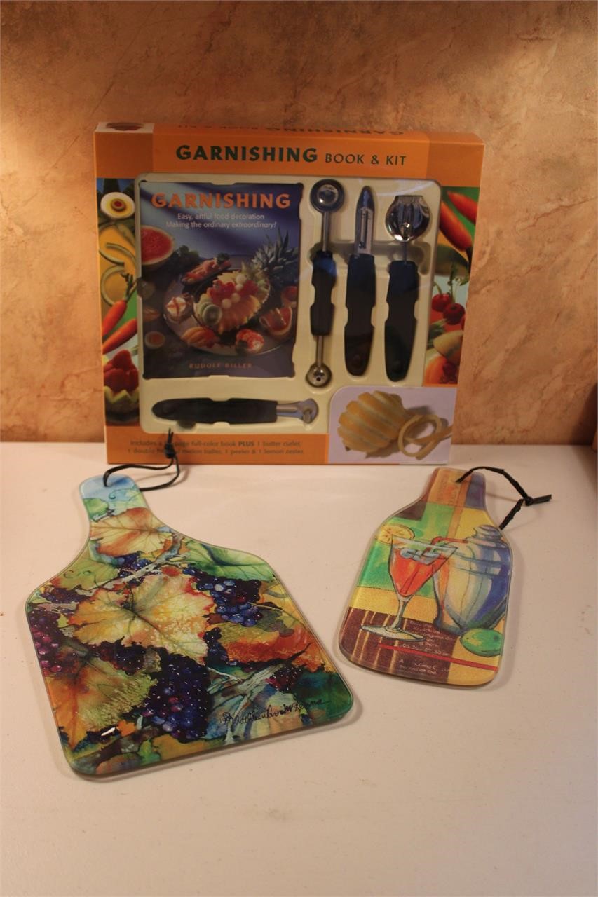 Garnish cookbook and 2 fun cutting boards