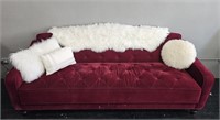 Norogratz Velvet Tufted Maroon Couch +