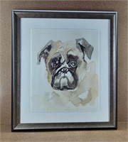 Hilary Young Watercolor Pug Framed Print