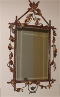 La Barge Painted Iron Tole Mirror, Acorn,Leaf,Bird