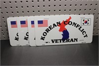 Lot of 4 Korean Conflict Vet License Plates