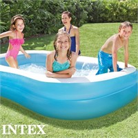 Inflatable Pool Rectangular, Light Blue White