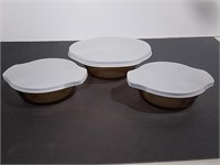 Three L'Ovencraft Lidded Bowls