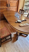 8 ft wood dining table with 3 chairs