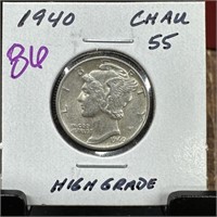 1940 MERCURY SILVER DIME HIGH GRADE