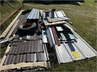 Sel of Assort Tin Siding & 2 Implement Tires