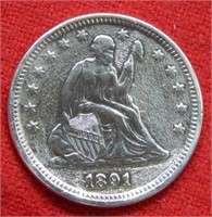 1891 Seated Liberty Silver Quarter - "Restored"