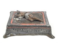 Metal Deco Jewelry Box w Reclining Figure