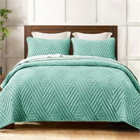 Exclusivo Mezcla Velvet Quilts Queen  Aqua