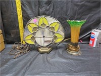 2 Art Glass Accent Lamps (Largest =10&1/4 " x 9")