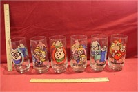 Vintage Set Chipmunks Glass Tumblers 1985