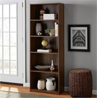 B3281  Mainstays 5-Shelf Bookcase, Canyon Walnut