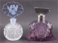 2 Czech Cut Glass Perfume Bottles