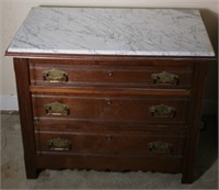 Antique Marble Top Night Stand 35x28x20