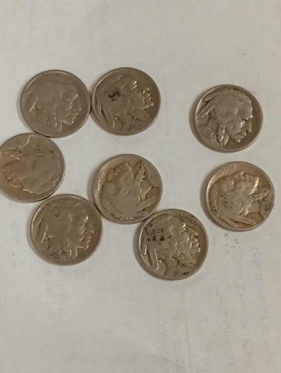 8 Buffalo nickels early to Middle 30s