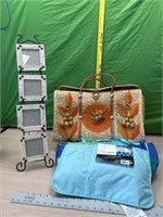 Woven bag, outdoor blanket and picture frames