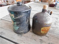 Pottery jar with lid and Jug
