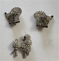 Vintage rhinestone clip-on earrings and brooch,