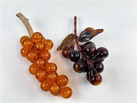 Vintage Lucite & Amber Glass Grape Clusters