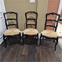French Country Ladder Back Black Distressed Chairs