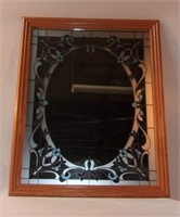 Framed hall mirror.