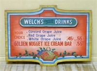 Painted Wooden "Welch's" Advertising Sign.