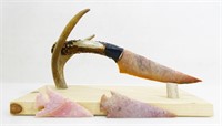 Marty Smith Stag Handle FL Coral Knife, Arrowheads