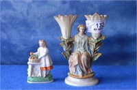 Figural Double Vase and Figurine