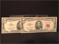 (2) 1963 $5 Notes