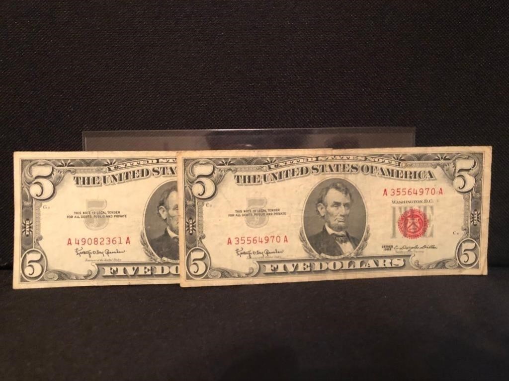 (2) 1963 $5 Notes