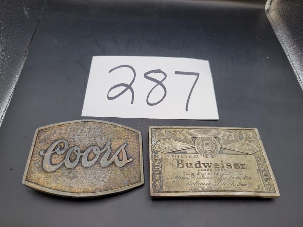 Belt Buckles-Budweiser, Coors