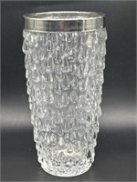 Tear Drop Glass Flower Vase w/ Silver-Tone Rim