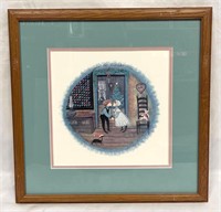 P. Buckley Moss "Under The Mistletoe" Framed Limit