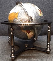 Inlaid Lapis Gemstone-Style World Globe
