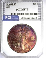 2008 Silver Eagle PCI MS-70 Gorgeous Color