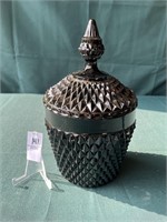 Indiana Glass Black Lidded Ice Bucket / Candy Jar