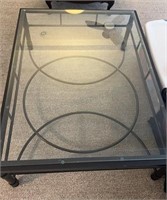 Black Metal Table Glass Top 48”L x 36”Wx 16”H