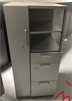 Left Grey Steelcase open storage cabinet locks