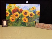 Signed Sunflower Oil Painting 36” x 24 “
