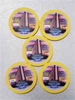 5 Numbered Tropicana Casino Chips