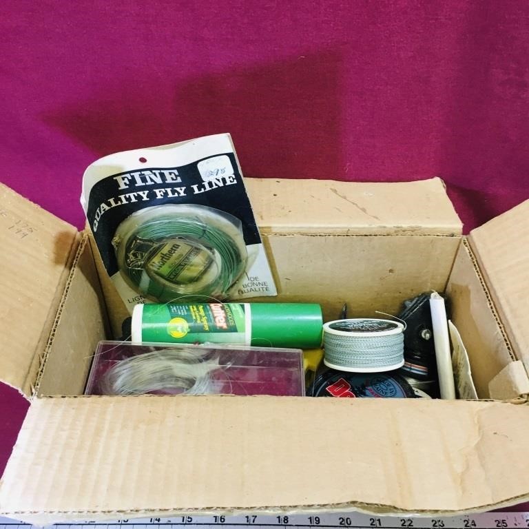Box Lot Of Assorted Fishing Line & Items